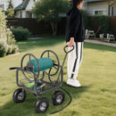 Garden Hose Reel Cart 300 Feet Large Capacity with 4 Wheels and Storage Basket-Gray by LJGDeals