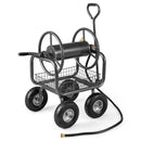 Garden Hose Reel Cart 300 Feet Large Capacity with 4 Wheels and Storage Basket-Gray by LJGDeals