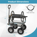 Garden Hose Reel Cart 300 Feet Large Capacity with 4 Wheels and Storage Basket-Gray by LJGDeals