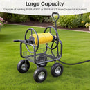 Garden Hose Reel Cart 300 Feet Large Capacity with 4 Wheels and Storage Basket-Gray by LJGDeals