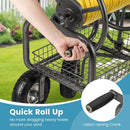 Garden Hose Reel Cart 300 Feet Large Capacity with 4 Wheels and Storage Basket-Gray by LJGDeals