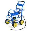 Garden Hose Reel Cart Metal Hose Cart with 4 Wheels and Storage Basket by LJGDeals