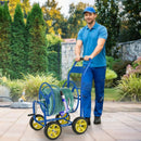 Garden Hose Reel Cart Metal Hose Cart with 4 Wheels and Storage Basket by LJGDeals