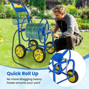 Garden Hose Reel Cart Metal Hose Cart with 4 Wheels and Storage Basket by LJGDeals