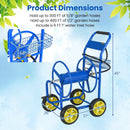 Garden Hose Reel Cart Metal Hose Cart with 4 Wheels and Storage Basket by LJGDeals