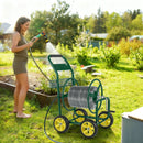 Garden Hose Reel Cart Metal Hose Cart with 4 Wheels and Storage Basket by LJGDeals