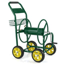 Garden Hose Reel Cart Metal Hose Cart with 4 Wheels and Storage Basket by LJGDeals