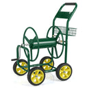 Garden Hose Reel Cart Metal Hose Cart with 4 Wheels and Storage Basket by LJGDeals