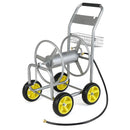 Garden Hose Reel Cart Metal Hose Cart with 4 Wheels and Storage Basket by LJGDeals