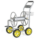 Garden Hose Reel Cart Metal Hose Cart with 4 Wheels and Storage Basket by LJGDeals