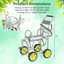 Garden Hose Reel Cart Metal Hose Cart with 4 Wheels and Storage Basket by LJGDeals