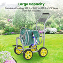 Garden Hose Reel Cart Metal Hose Cart with 4 Wheels and Storage Basket by LJGDeals