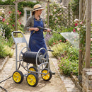 Garden Hose Reel Cart 4 Wheels Heavy-Duty Metal Water Hose Organizer Portable by LJGDeals