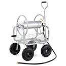 Garden Hose Reel Cart 300 Feet Large Capacity with 4 Wheels and Storage Basket-Gray by LJGDeals