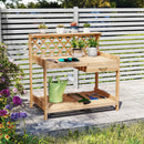 Garden Potting Bench Table Wooden Planting Workstation with Lattice Trellis by LJGDeals