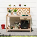 Garden Potting Bench Table Wooden Planting Workstation with Lattice Trellis by LJGDeals