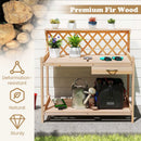 Garden Potting Bench Table Wooden Planting Workstation with Lattice Trellis by LJGDeals