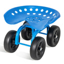 Garden Rolling Workseat with 360° Swivel Seat and Adjustable Height-Blue