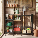Garden Tool Organizer with Wooden Shelves for Garage and Shed by LJGDeals