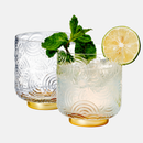 Gatsby Tumbler Drinking Glass Set Of 2 Vintage Cocktail Crystal Drinking Glasses Art Deco Gold Plate by The Wine Savant