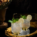 Gatsby Tumbler Drinking Glass Set Of 2 Vintage Cocktail Crystal Drinking Glasses Art Deco Gold Plate by The Wine Savant