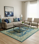 Georgia Custom Made Traditional Blue And Beige Hand Tufted Wool Rug