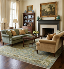 Green Hand Knotted Wool Area Rug - Antique Traditional Oushak