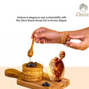 Olive Wood Honey Pot w/Honey Dipper by Choixe