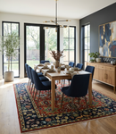 Brown and Blue Wool Oushak Traditional Area Rug - Hand Knotted