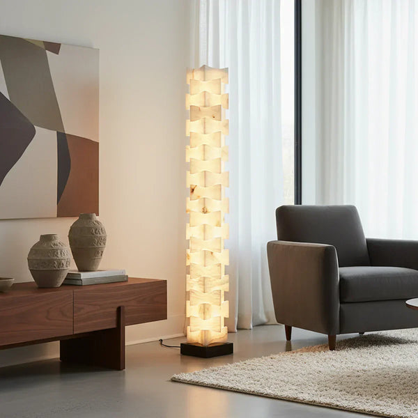 Stacked Alabaster Squares Floor Lamp, photo 2 of 18