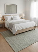 Custom Made Modern Contemporary Beige Hand Knotted Wool Area Rug