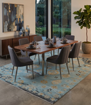 Antique Blue Charcoal Oushak Wool Area Rug - Hand Knotted Traditional