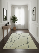 Strokes Custom Made Contemporary Cream Hand Knotted Wool Rug
