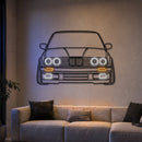 E30 Front View Metal Neon Car Wall Art - MTN0081