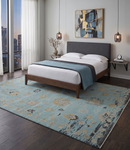 Antique Blue Charcoal Oushak Wool Area Rug - Hand Knotted Traditional