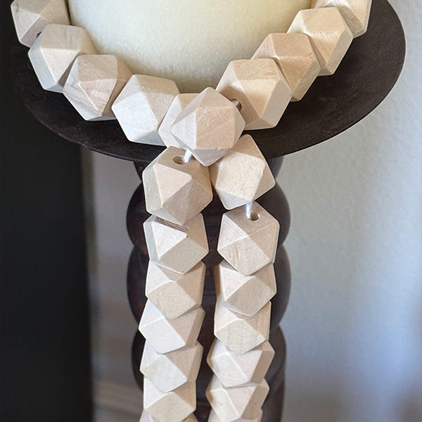 Bohemian Geometric Wood Garland with Tassels