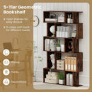Geometric Bookshelf 5-Tier Bookcase with Open Shelves and Closed-back Cubes by LJGDeals