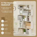 Geometric Bookshelf 5-Tier Bookcase with Open Shelves and Closed-back Cubes by LJGDeals