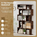 Geometric Bookshelf Set of 2 5-Tier Bookcase with Open Shelves and Closed-back Cubes by DirectDeals