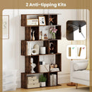 Geometric Bookshelf Set of 2 5-Tier Bookcase with Open Shelves and Closed-back Cubes by DirectDeals
