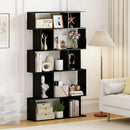 Geometric Bookshelf Set of 2 5-Tier Bookcase with Open Shelves and Closed-back Cubes by LJGDeals