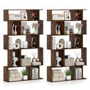 Geometric Bookshelf Set of 2 5-Tier Bookcase with Open Shelves and Closed-back Cubes by DirectDeals