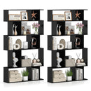 Geometric Bookshelf Set of 2 5-Tier Bookcase with Open Shelves and Closed-back Cubes by DirectDeals