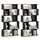 Geometric Bookshelf Set of 2 5-Tier Bookcase with Open Shelves and Closed-back Cubes by LJGDeals