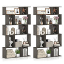 Geometric Bookshelf Set of 2 5-Tier Bookcase with Open Shelves and Closed-back Cubes by LJGDeals