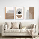 Geometric Abstract Arches Set of 3 Pieces. Black and Beige by Wall Art Set