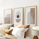 Geometric Abstract Arches Set of 3 Pieces. Black and Beige by Wall Art Set