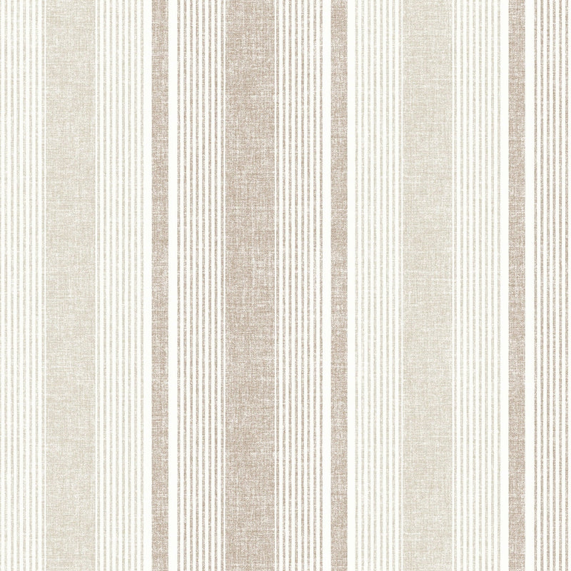 Ojai Stripe Wallpaper - Neutral Linen Texture Striped Wall Covering