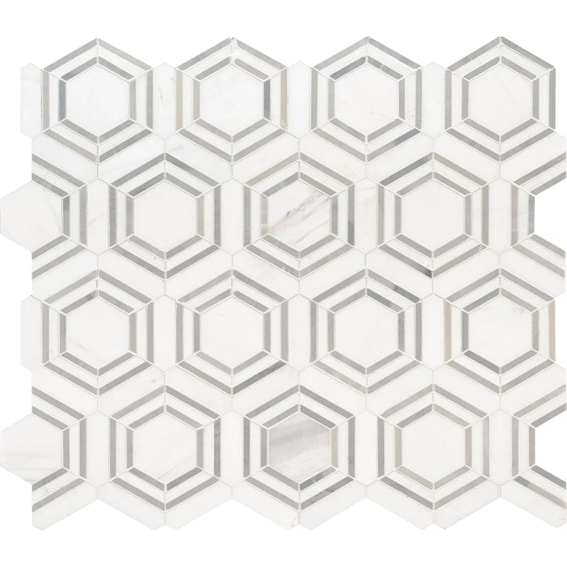 MSI Georama Grigio Polished Marble Mosaic Tile 11"x13"