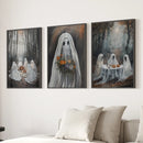 Moody Halloween Ghosts Trendy Wall Art Poster by Wall Art Set